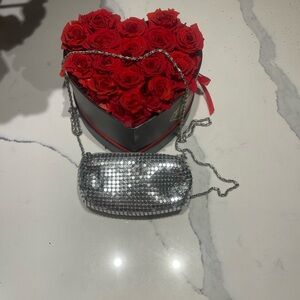 Silver Sequin Chain Bag